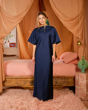 Mercedes Dress Shiny Tafta Midnight Blue