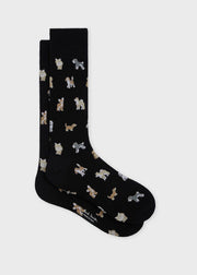 Black Cotton-Blend 'Dogs' Socks