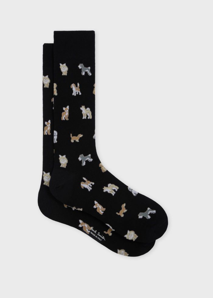 Black Cotton-Blend 'Dogs' Socks
