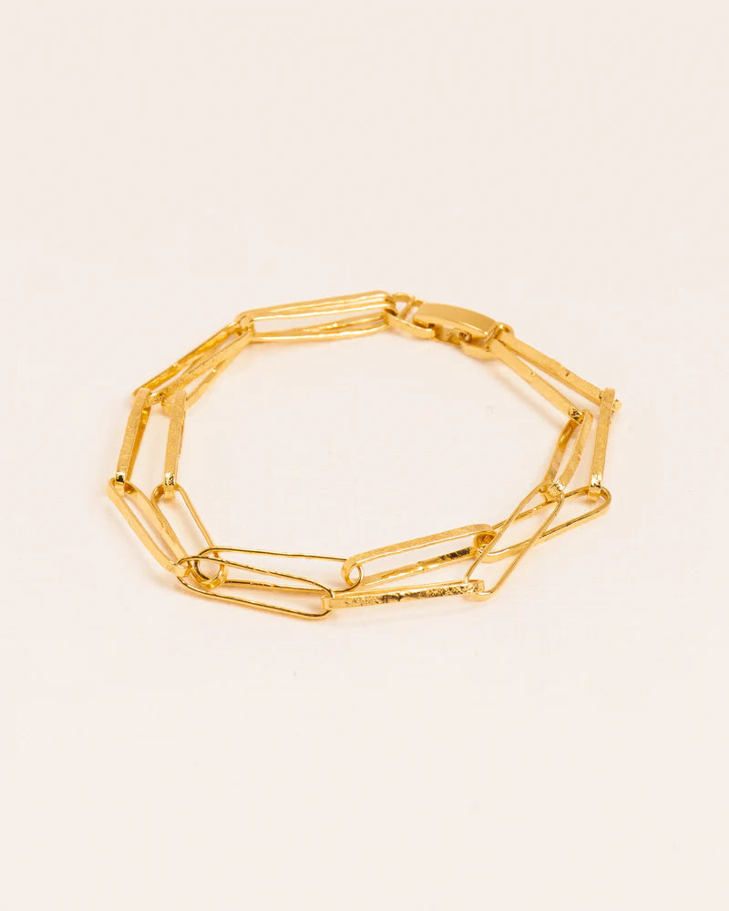 Hammered link chain bracelet
