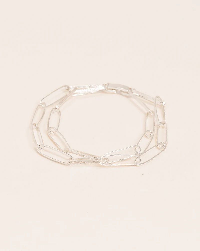 Hammered link chain bracelet