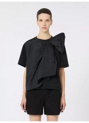 Colle Jersey T-shirt with maxi bow Black