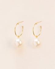 Hoops with pearl in 18 ct. gold