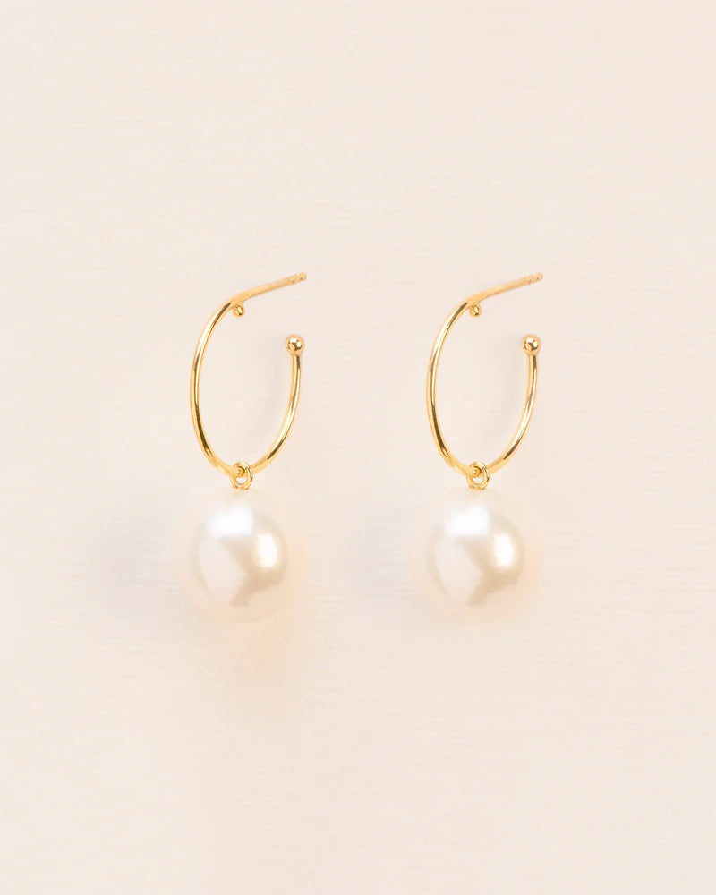 Hoops with pearl in 18 ct. gold