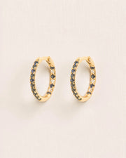 Small hoops with sapphire and diamonds in 18 ct. gold
