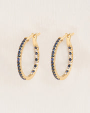 Large hoops with sapphire and diamonds in 18 ct. gold