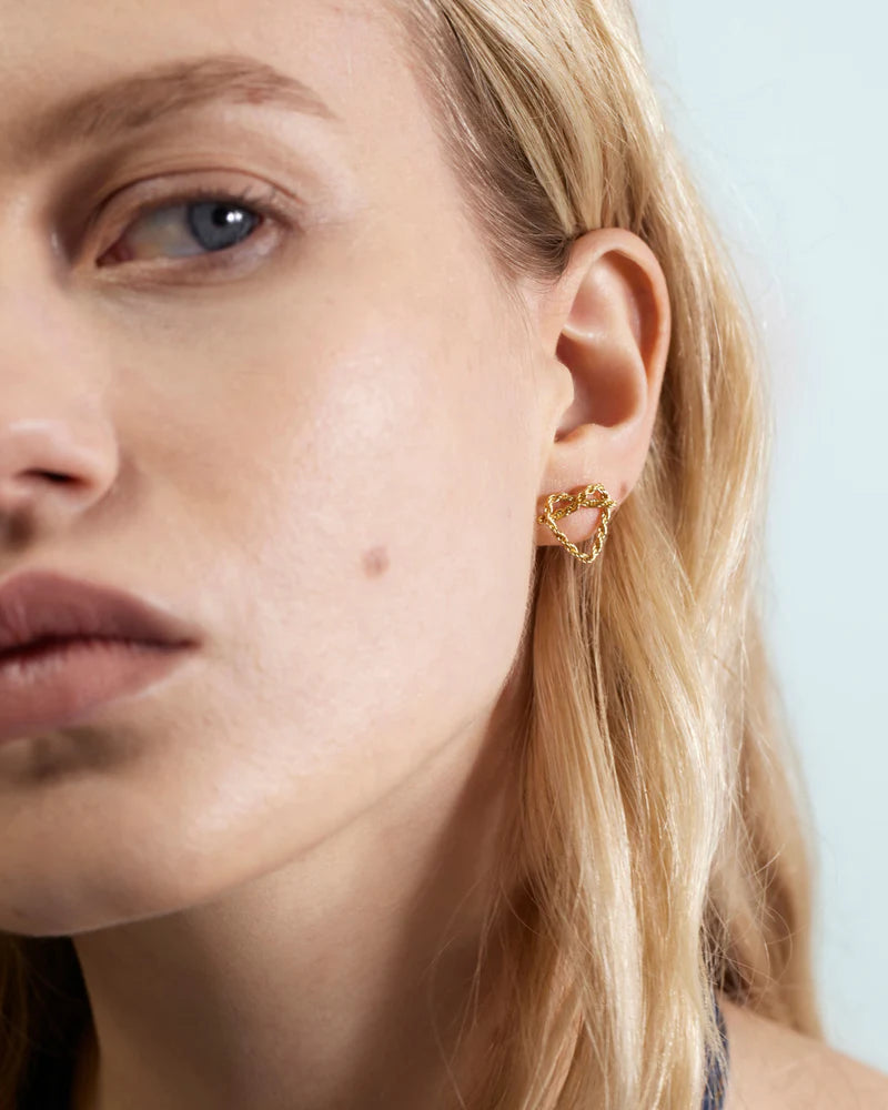 Intricate knotted heart stud earrings