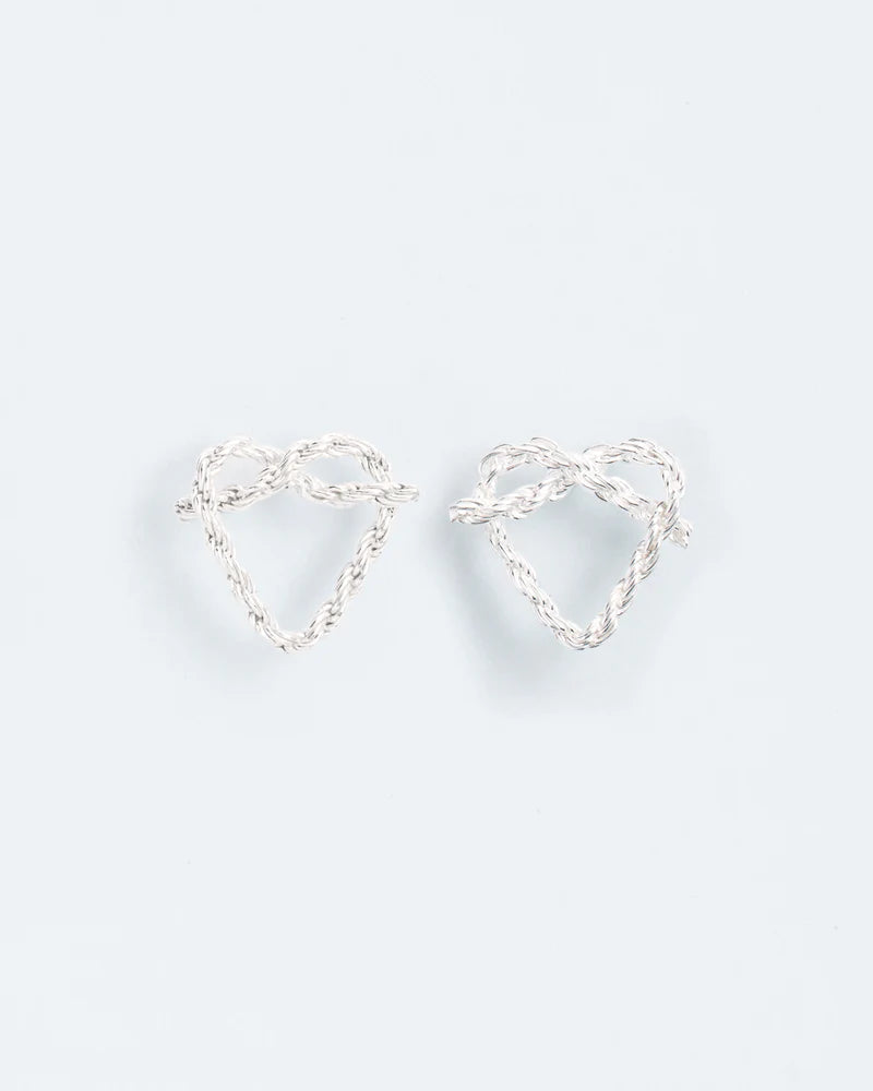 Intricate knotted heart stud earrings