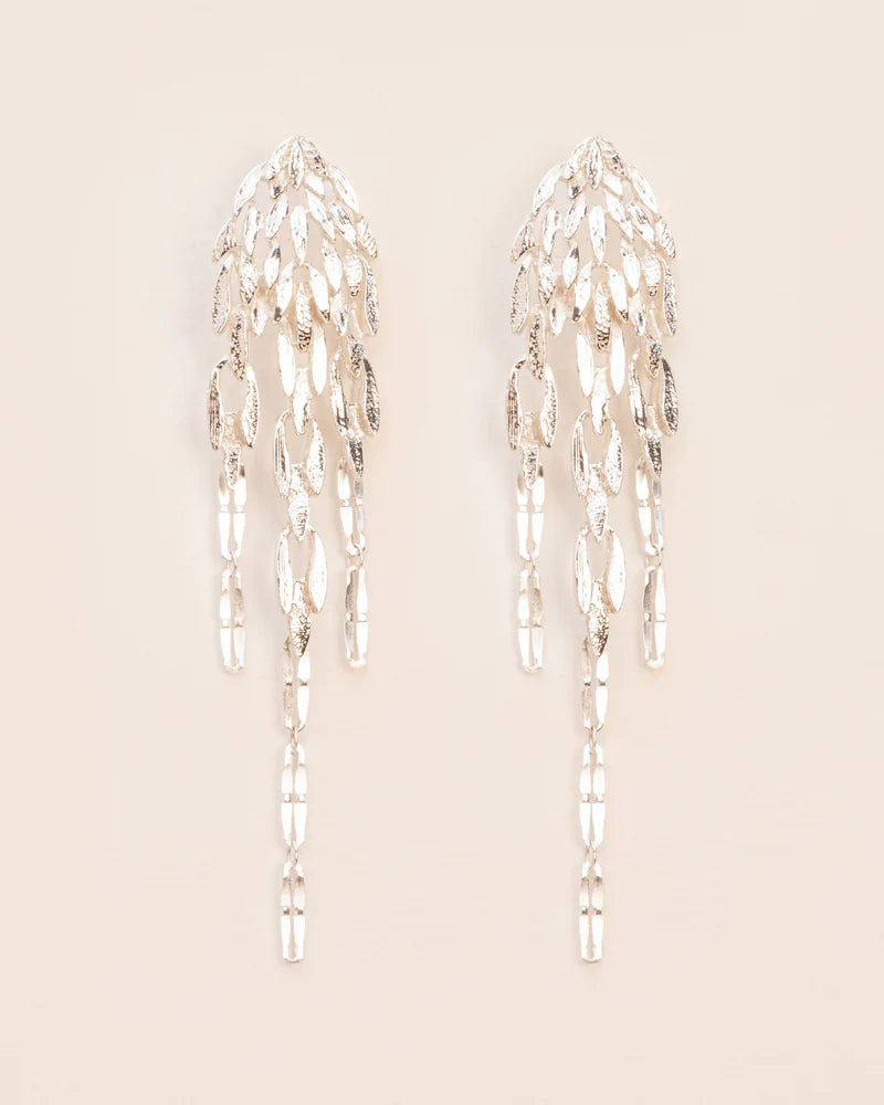 Stud earrings with dangling leaves