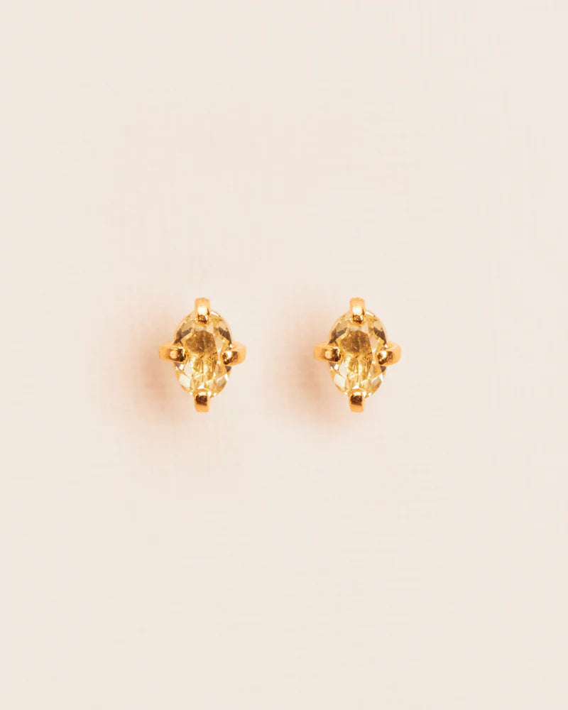 Stud earrings with citrine crystal