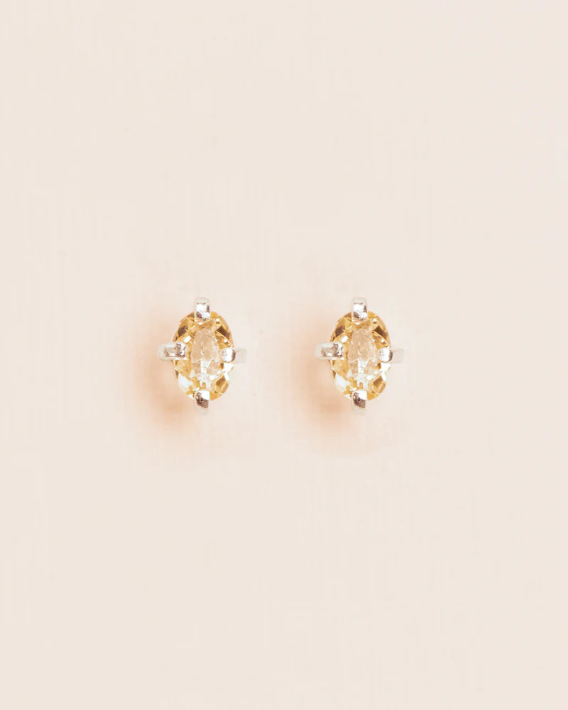 Stud earrings with citrine crystal