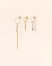 Trio of hoop earrings with marquis crystal, spring ring and spikes