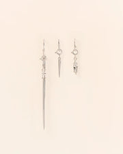 Trio of hoop earrings with marquis crystal, spring ring and spikes