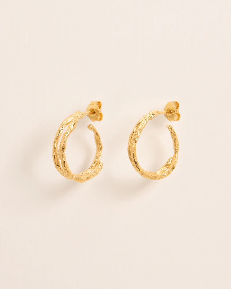 Double branch-textured hoop earrings