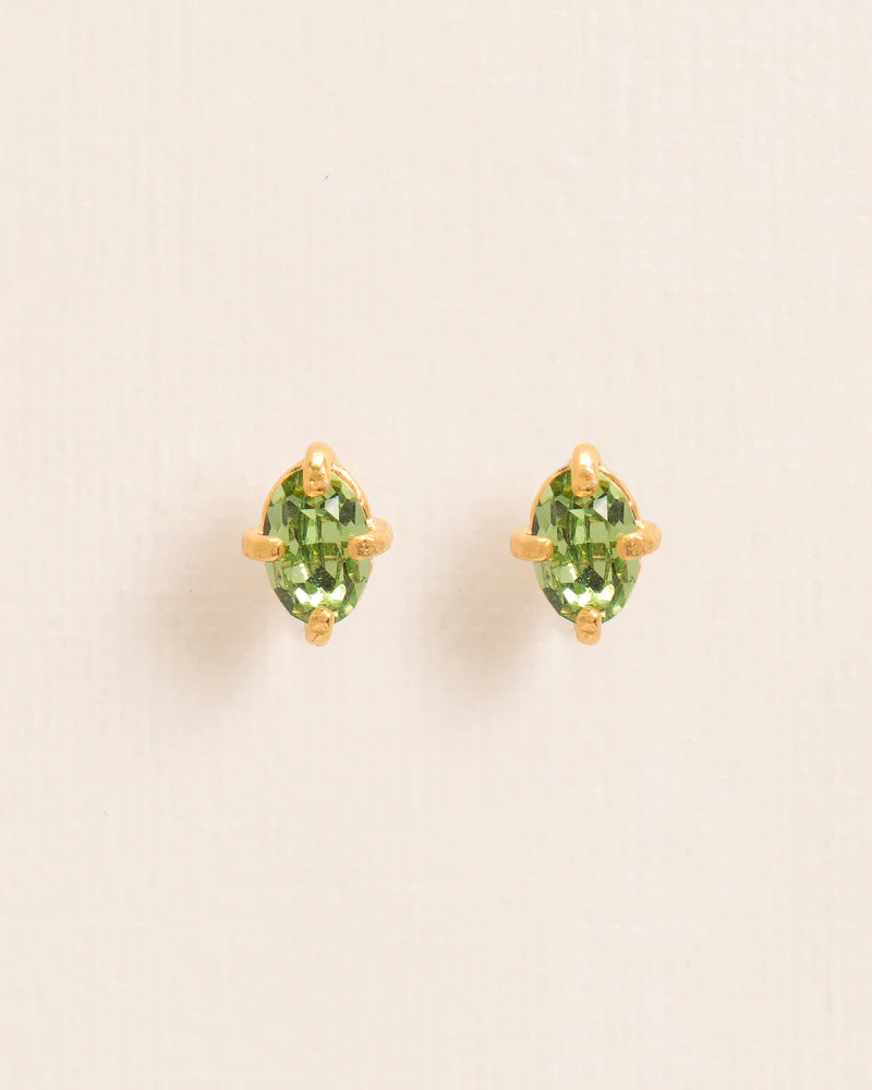 Stud earrings with peridot crystal