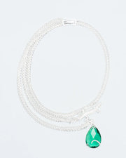 Multifunctional chain necklace with salamander and emerald crystal drop