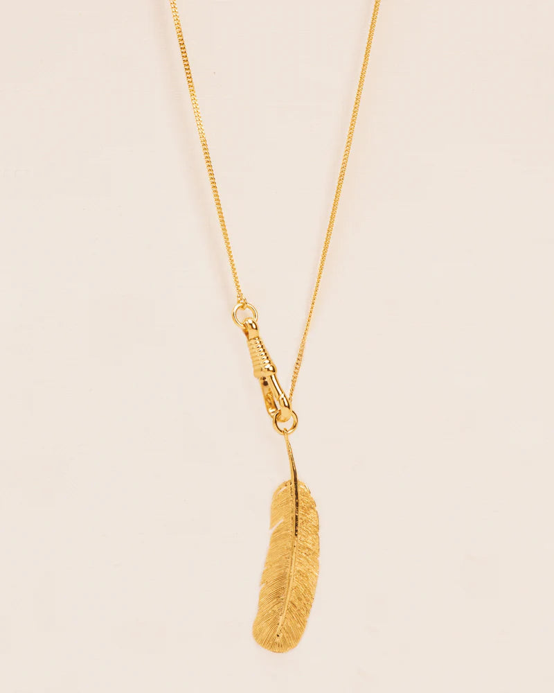 Long necklace with feather pendant
