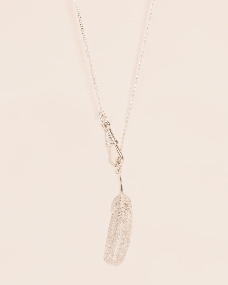 Long necklace with feather pendant