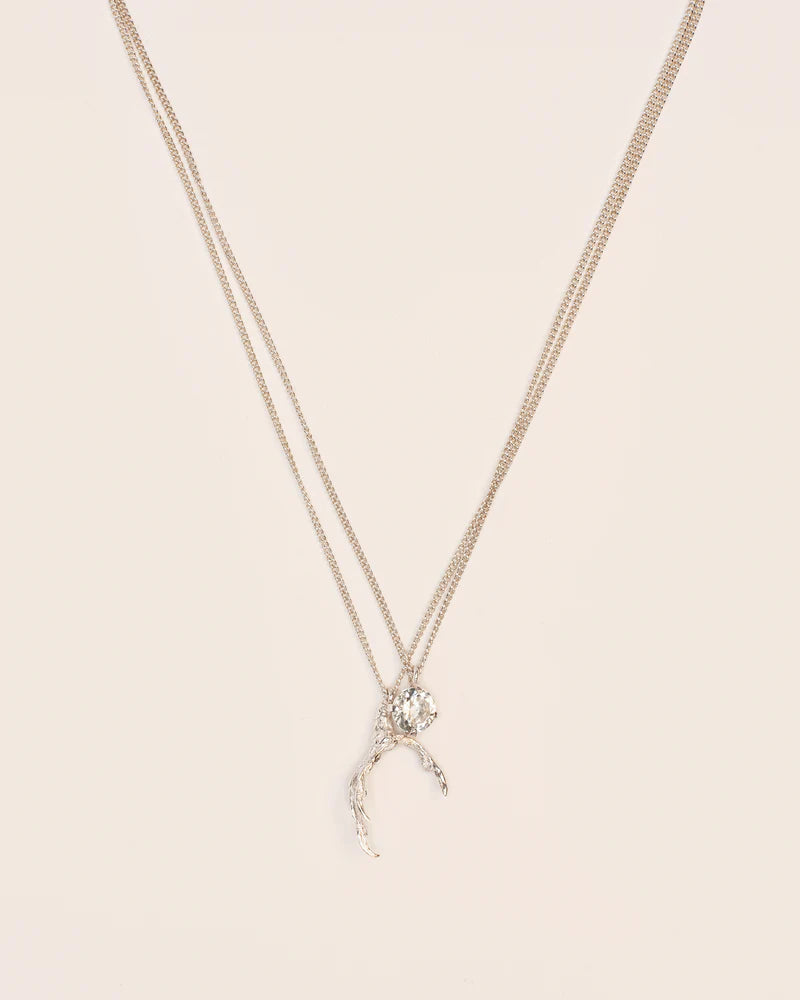 Duo necklace with signature grigri pendant and crystal