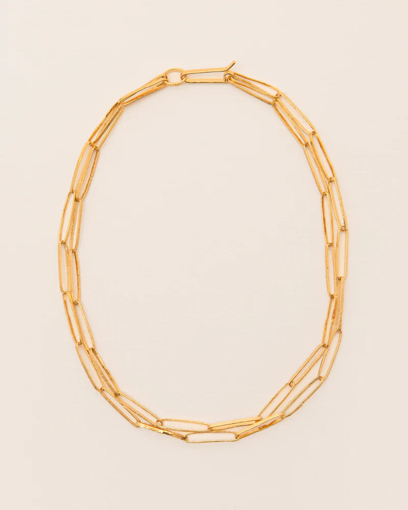 Hammered link chain necklace