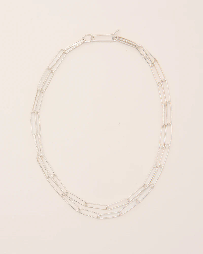 Hammered link chain necklace