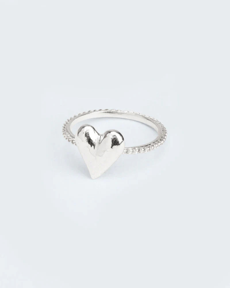 Ring with hammered heart