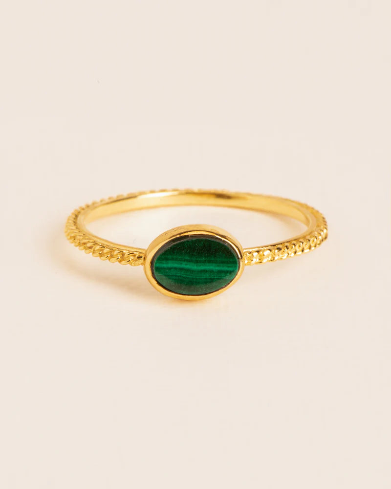 Ring with malachite
