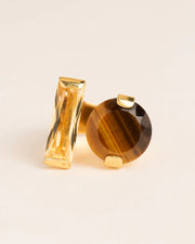 Statement ring with citrine crystal and tiger-eye