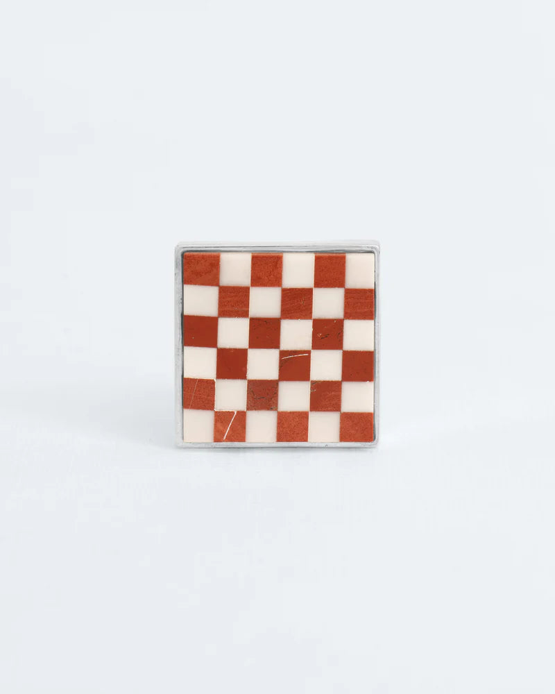 Statement mosaic ring in silver