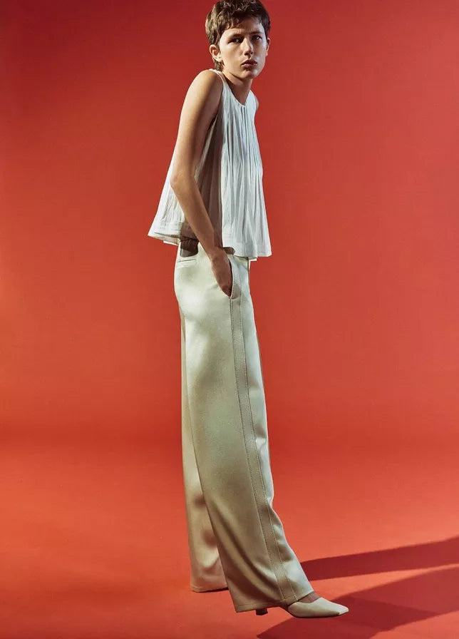 Side-Strap Crepe Pull-On Pant Pale Canyon