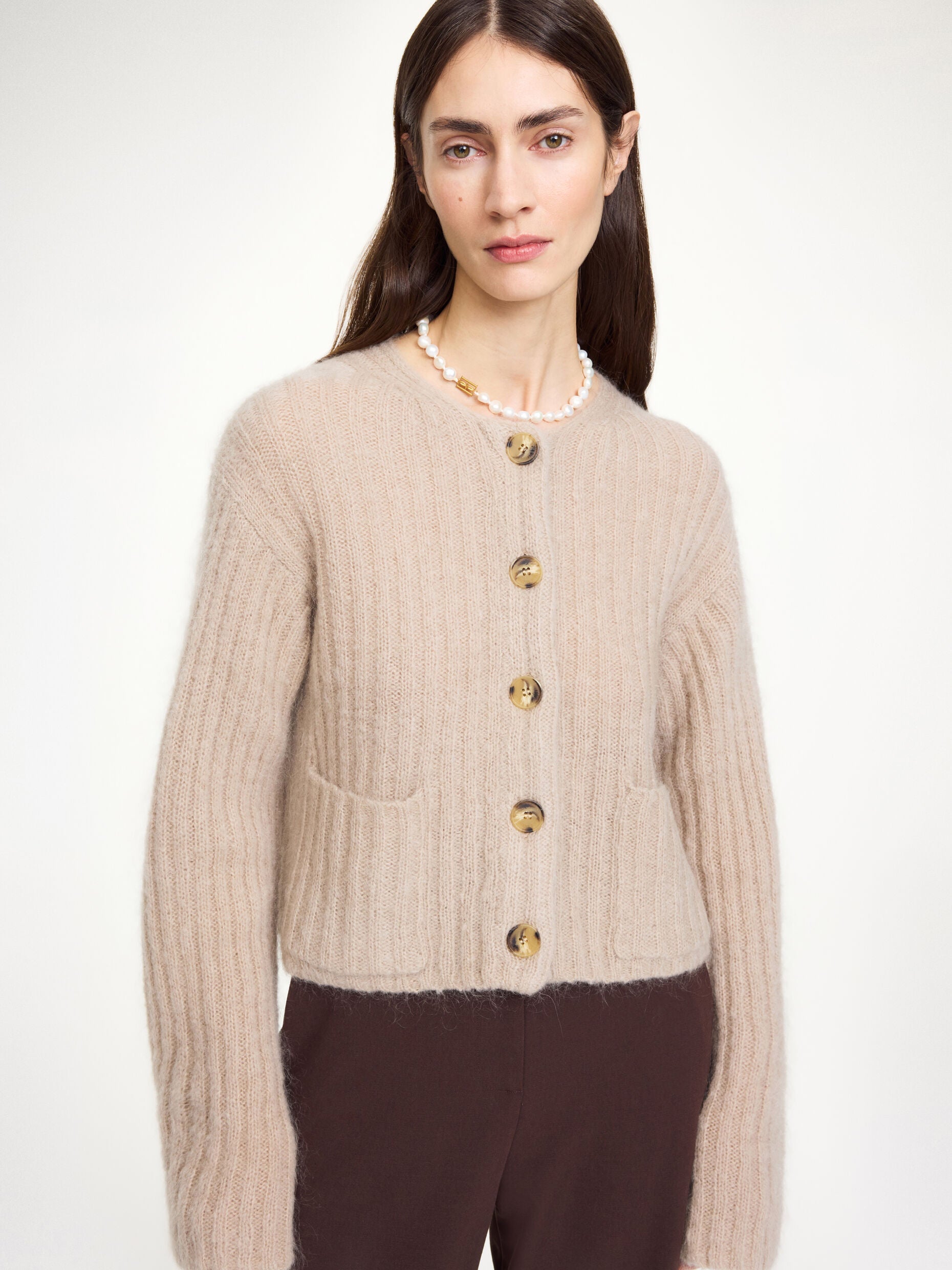 Cierrou Rib cardigan Cobblestone