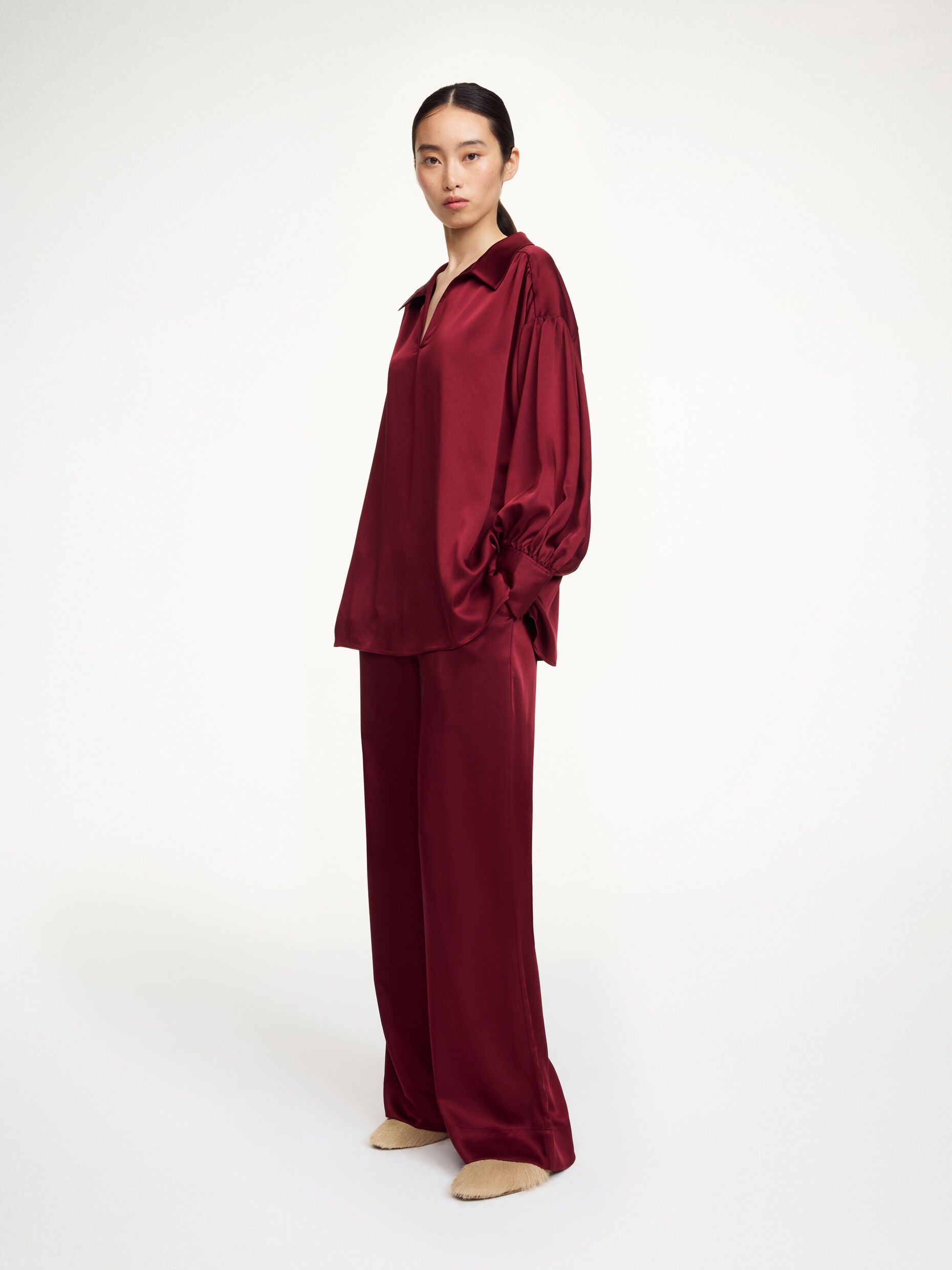 Leonora satin Blouse Cabernet