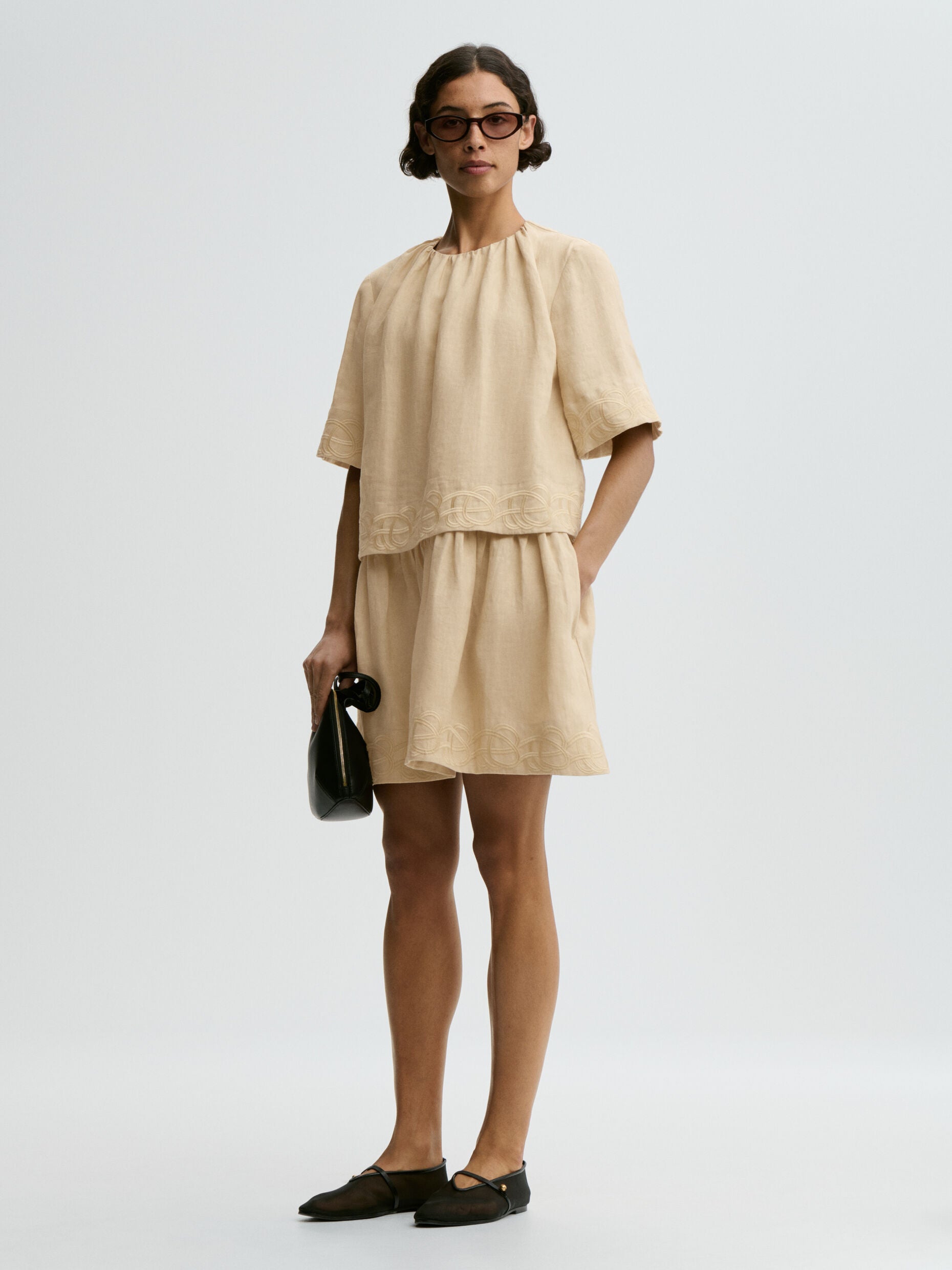 Jania linen mini dress Old Beige