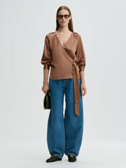 Pacey satin blouse Latte Brown