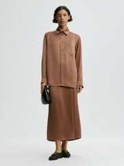 Pacia satin maxi skirt Latte Brown