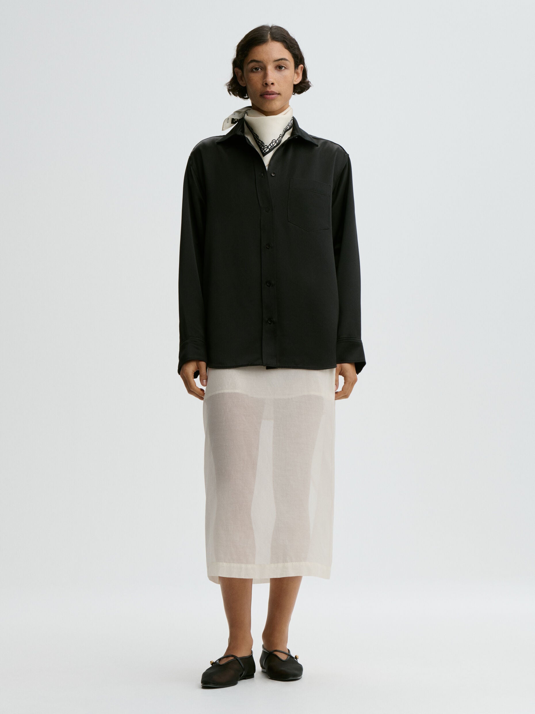 Audrey satin shirt Black