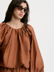 Semara silk blouse Brick