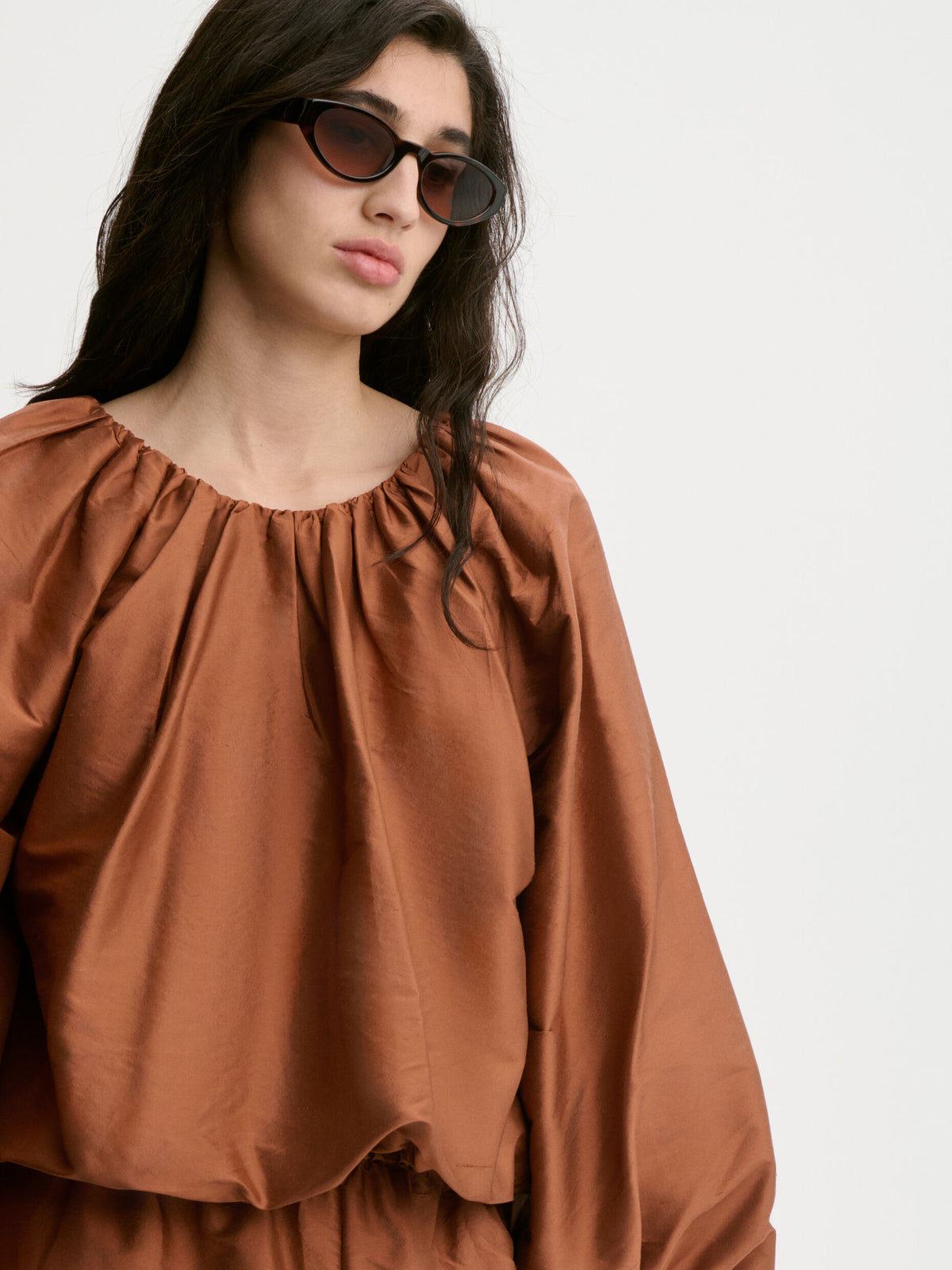 Semara silk blouse Brick