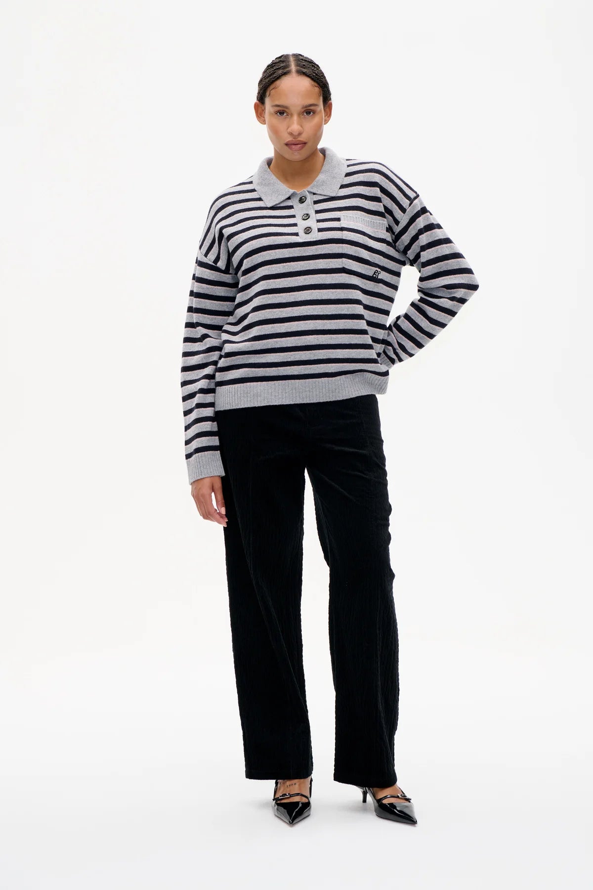 Cailey Sweater Grey black Stripe