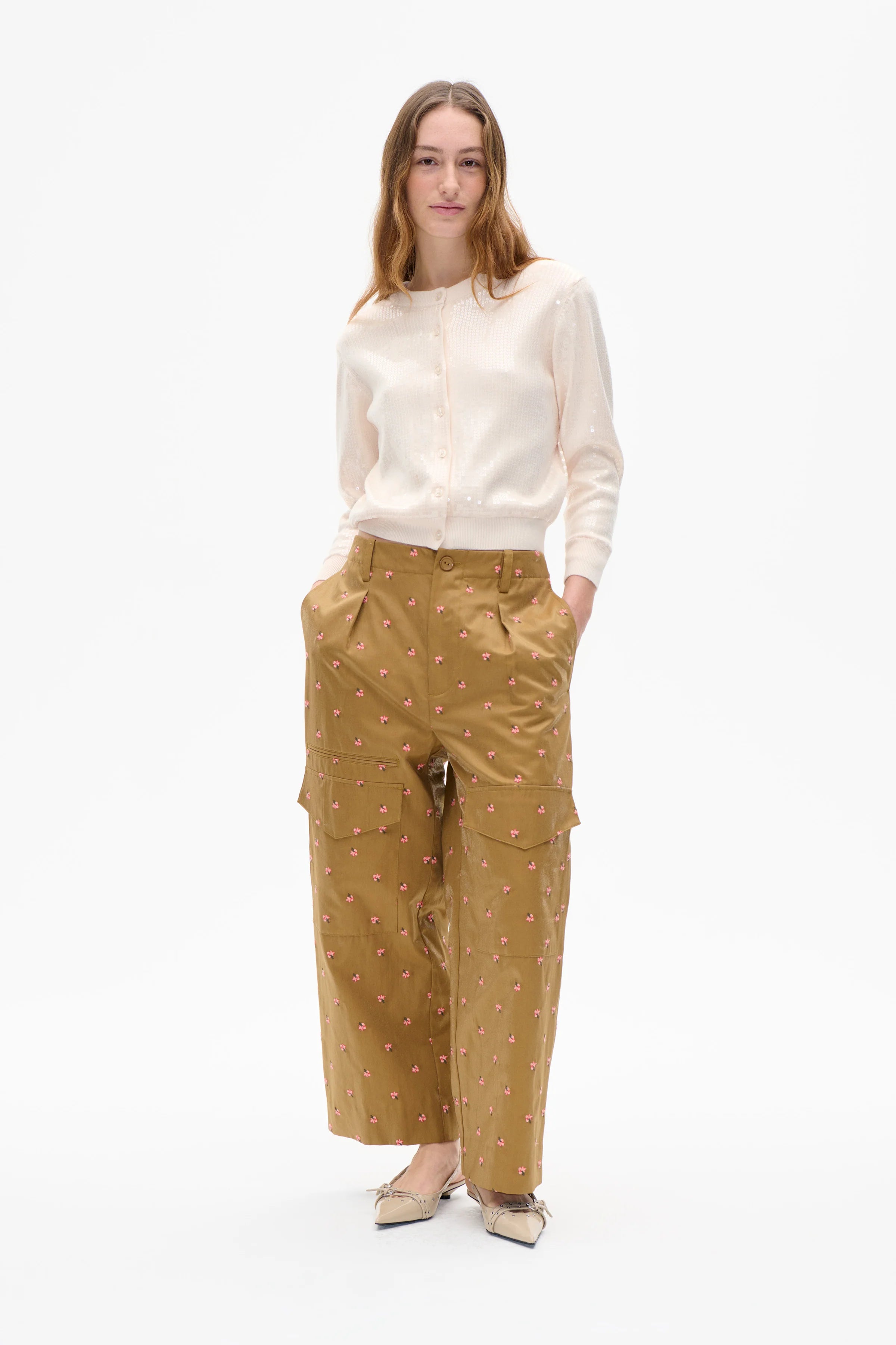 Neria Trousers Brown Rose Flowers