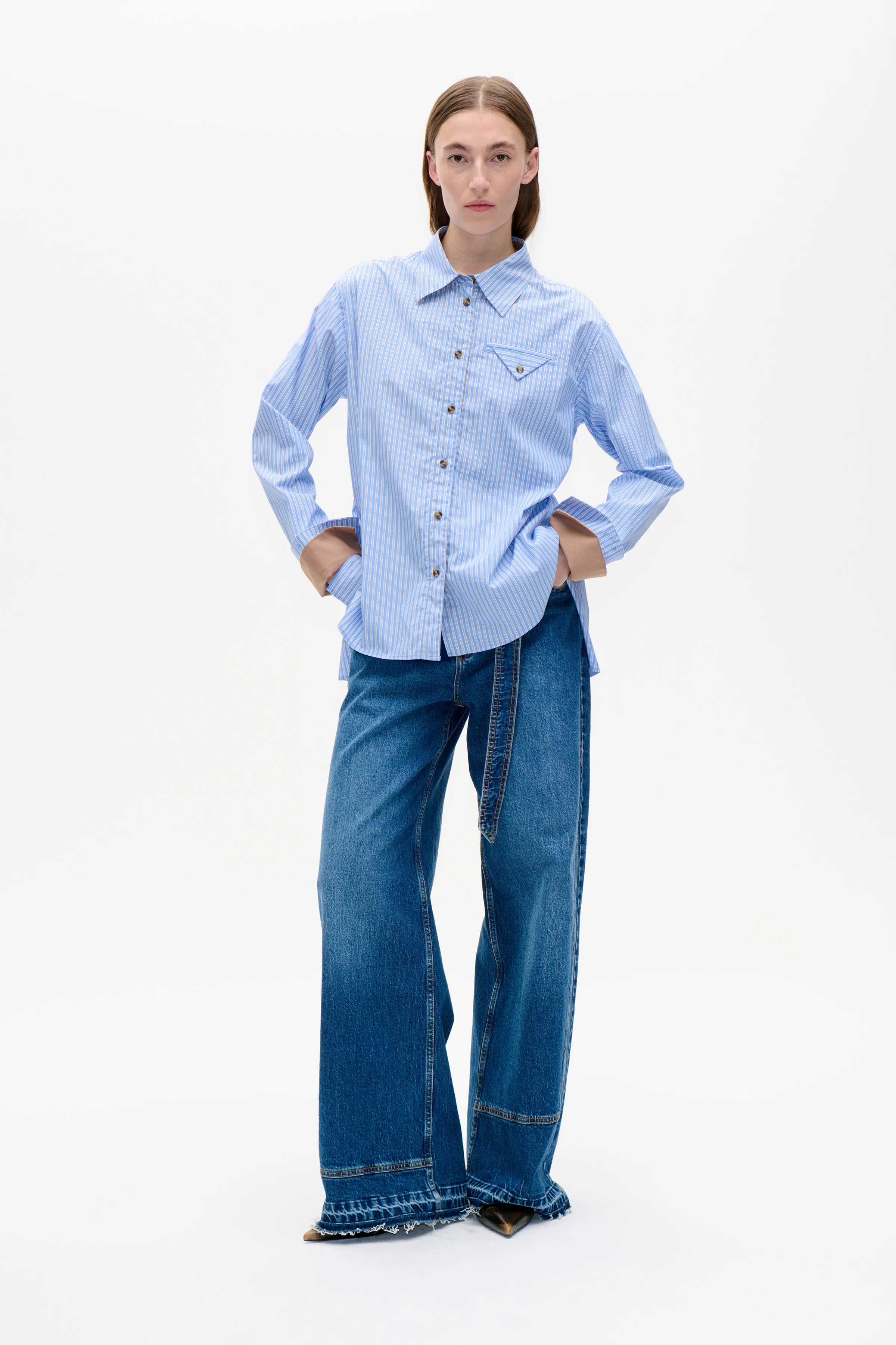 Melinda shirt Light Blue Stripe