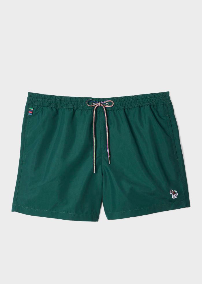 Dark Green Zebra Logo Swim Shorts