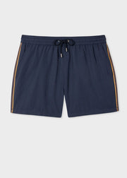 Navy Blue Swim Shorts With 'Artist Stripe' Trim