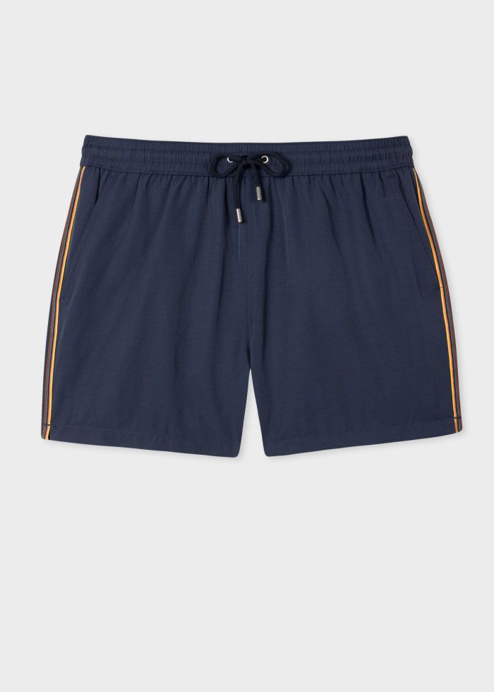 Navy Blue Swim Shorts With 'Artist Stripe' Trim
