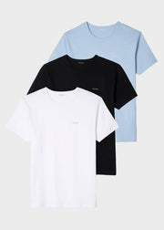 Mixed Colour Organic Cotton Logo Lounge T-Shirts Three Pack