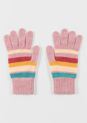 Women's Pink Lambswool 'Swirl Stripe' Gloves