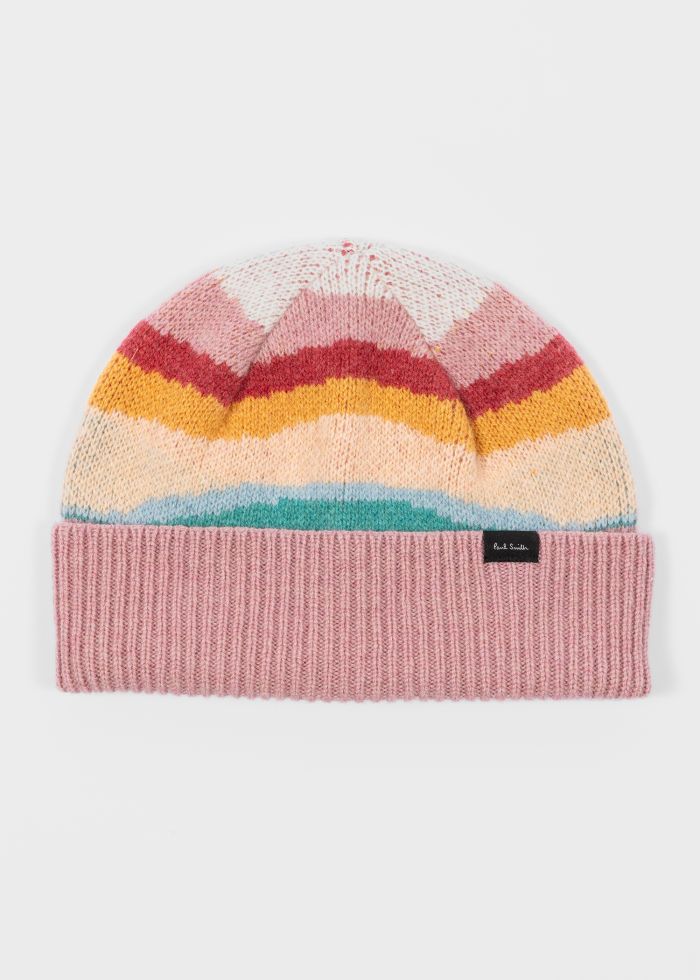 Women's Pink 'Swirl' Knitted Lambswool Beanie