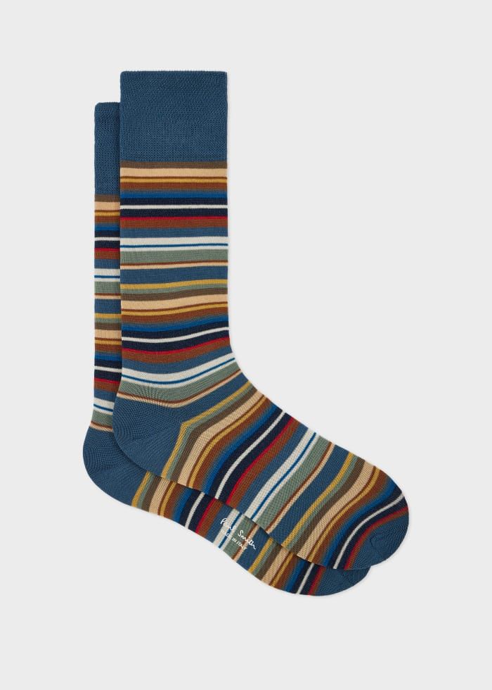 Blue Multicolour Stripe Socks Blue