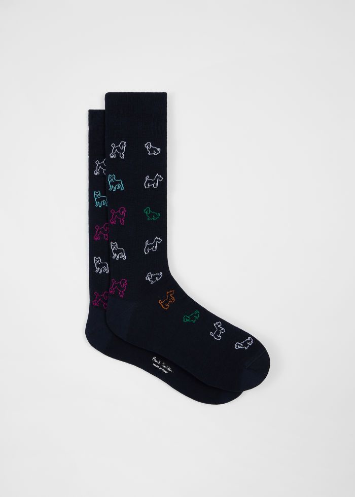 Navy 'Dogs' Pattern Socks