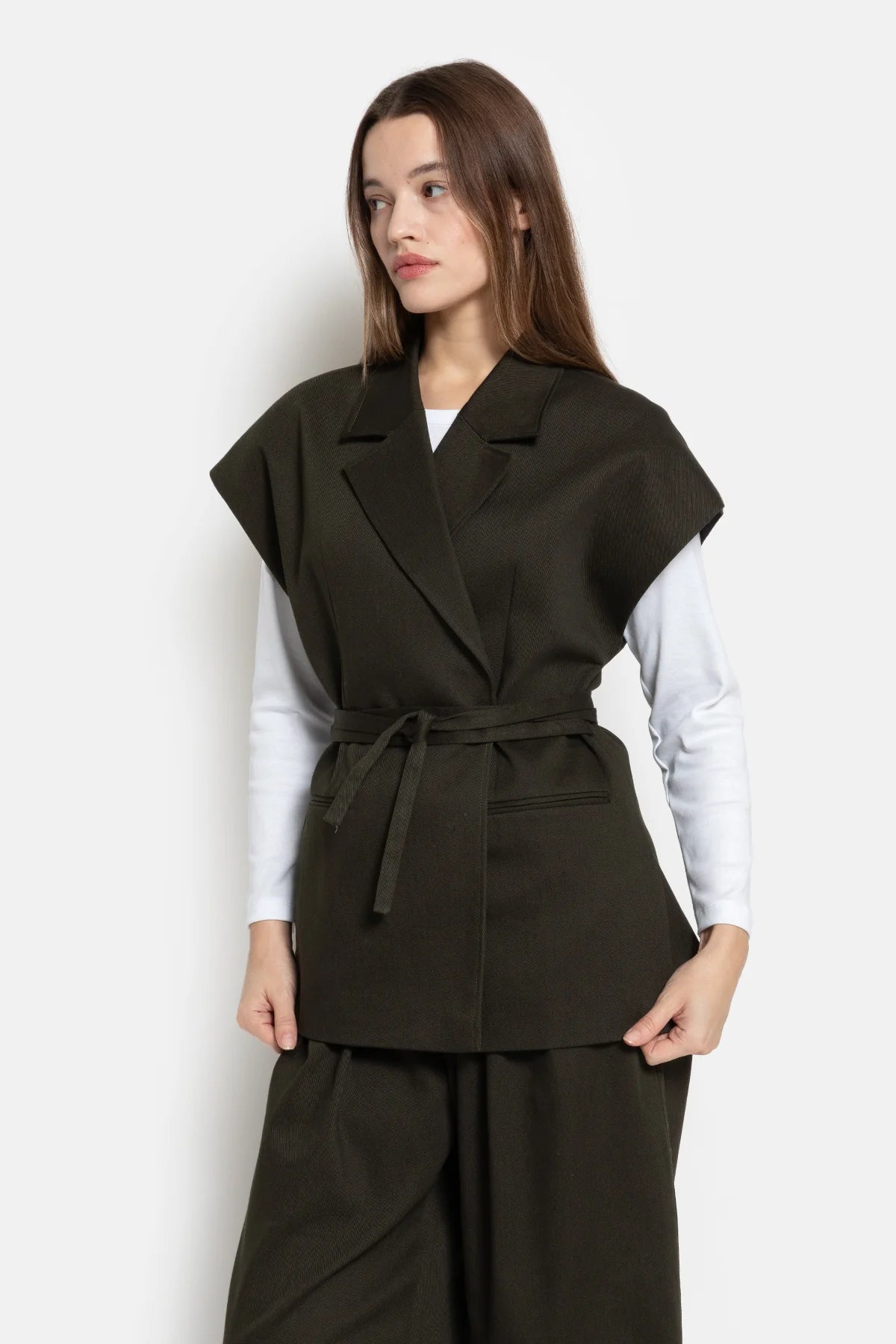 Olijf sleeveless Blazer
